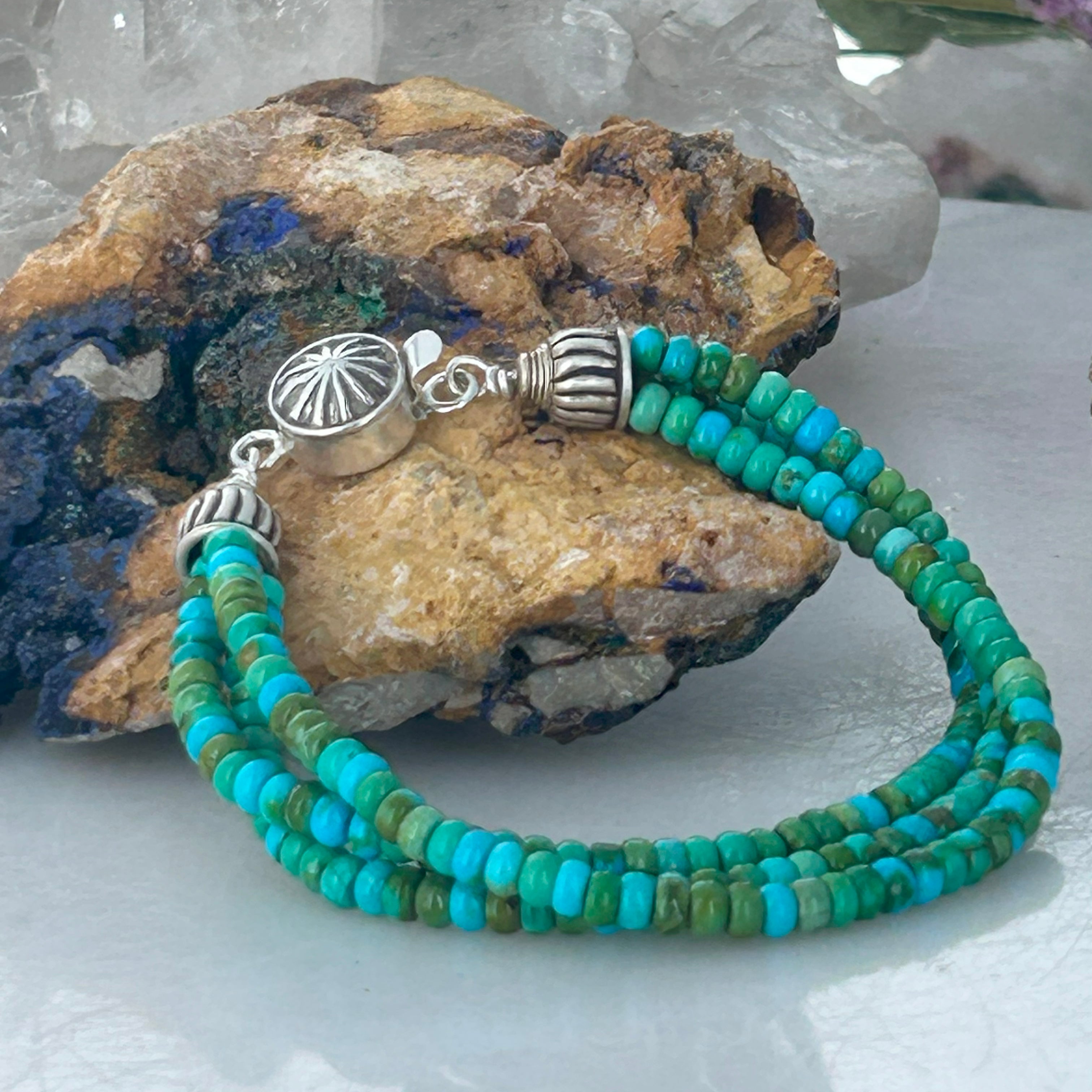 SONORAN TURQUOISE BRACELET Blue Green 3 Strands NewWorldGems