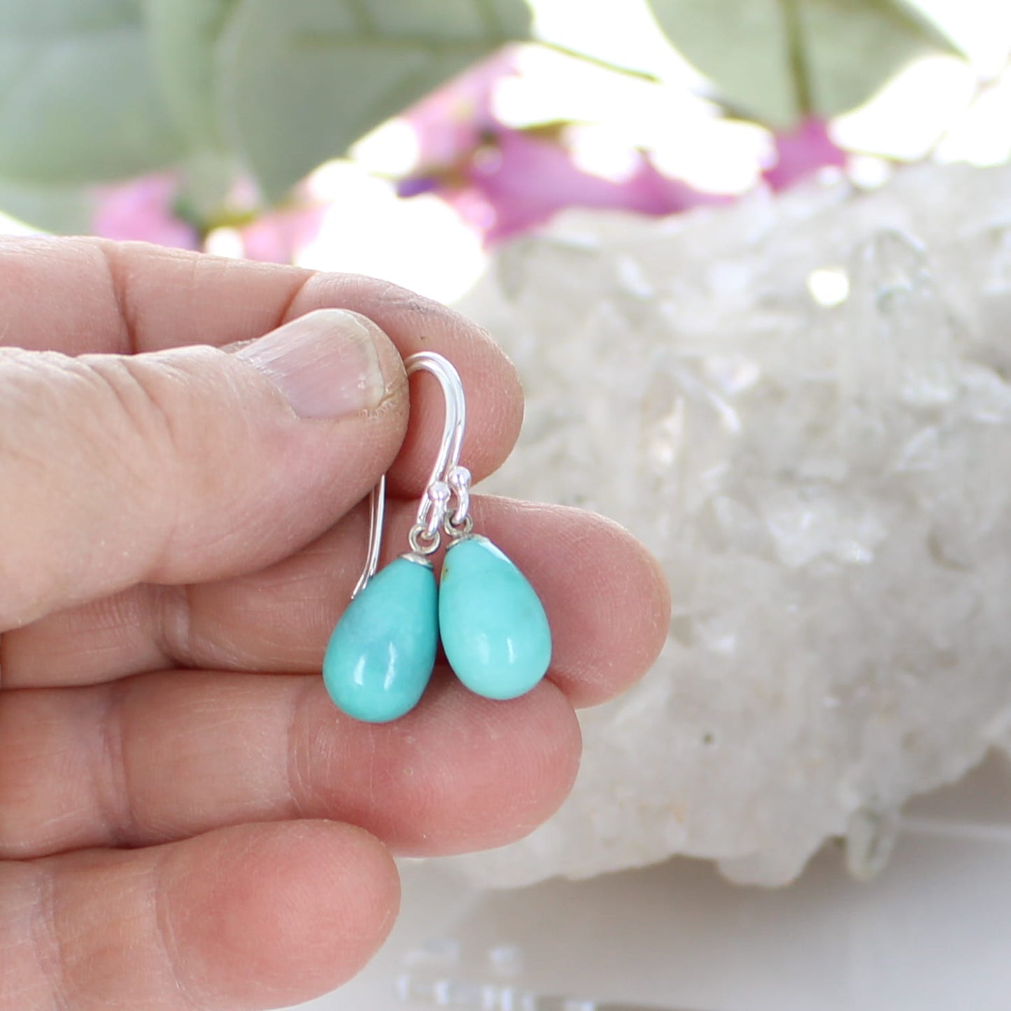 AAA Robins Egg Blue CAMPITOS TURQUOISE Earrings Teardrops Sterling