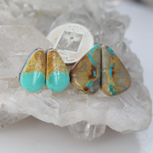 Rare Royston Turquoise Cabochon Earring Components 2 PAIR #1