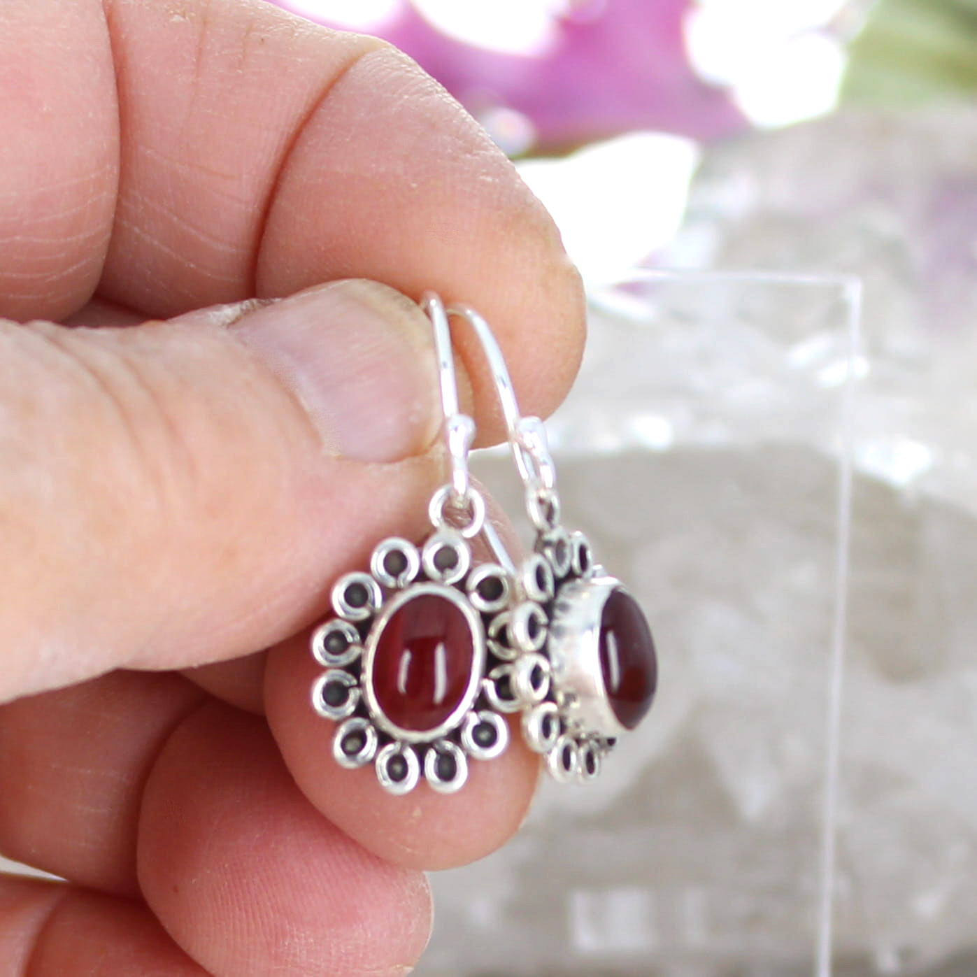 AAA Sienna Andesine Daisy Earrings Sterling Silver NewWorldGems