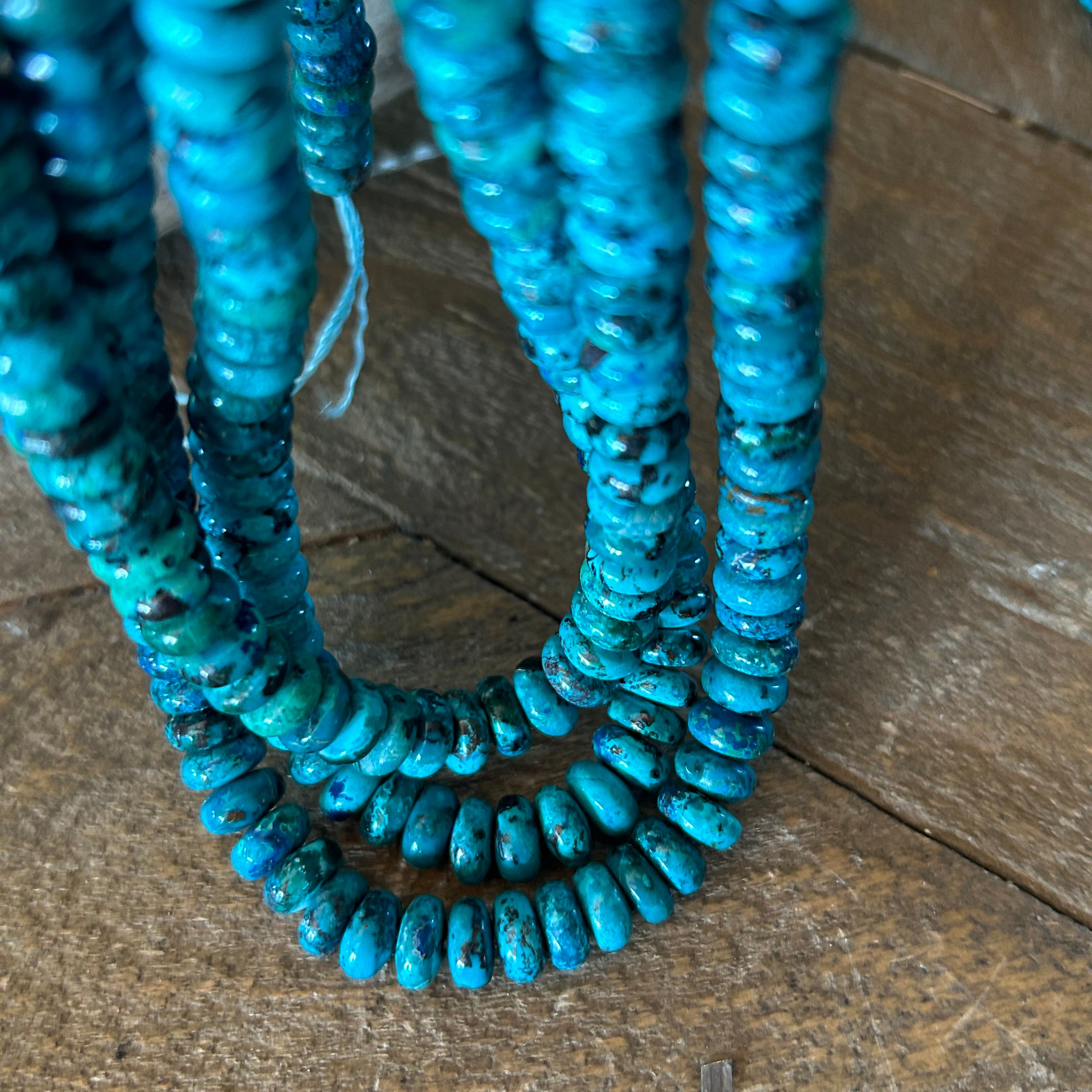 AAA Azurite Peacock Chrysocolla Shattuckite Beads Rondelle 8mm 16"