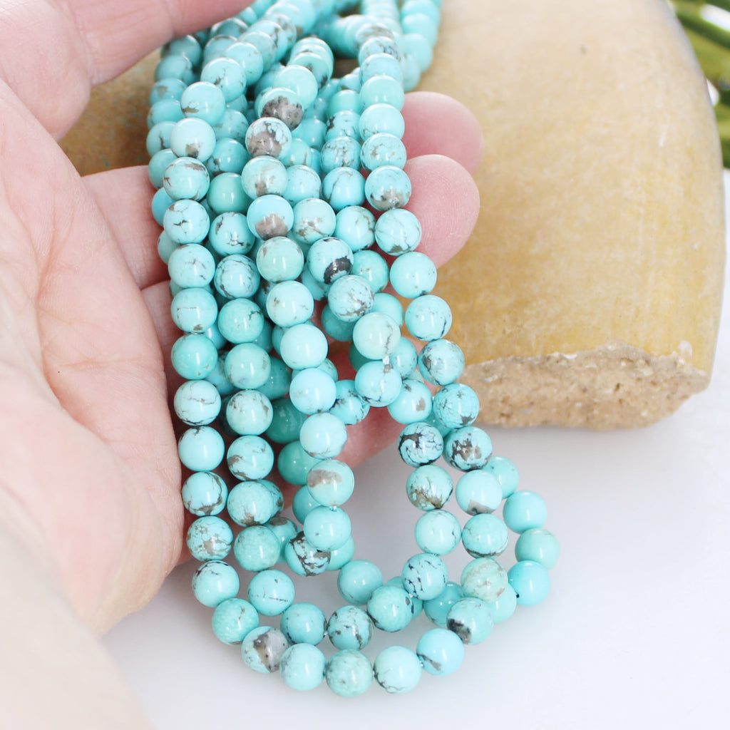 AAA Campitos Mexican Turquoise Beads Sky Blue 6.3mm Rounds