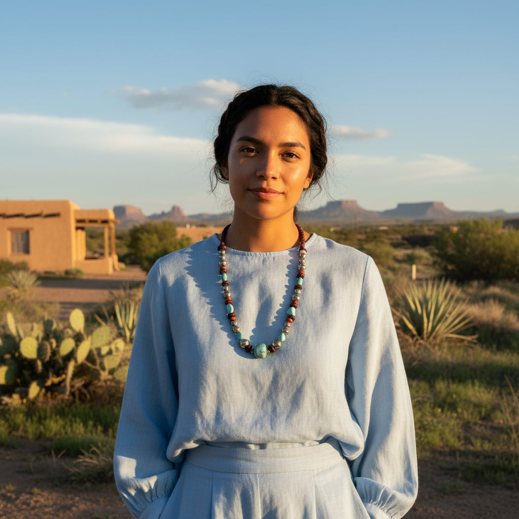 Sierra Nevada Turquoise Necklace Spiny Oyster Fiesta Benchmade Beads 21"