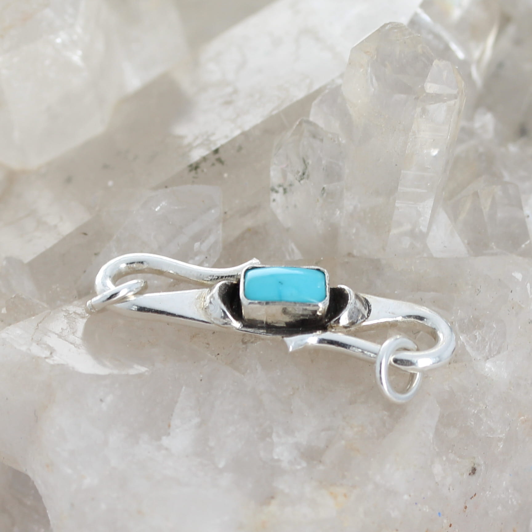 Blue Sleeping Beauty Turquoise Clasp S Shaped Sterling Moons 4x7mm