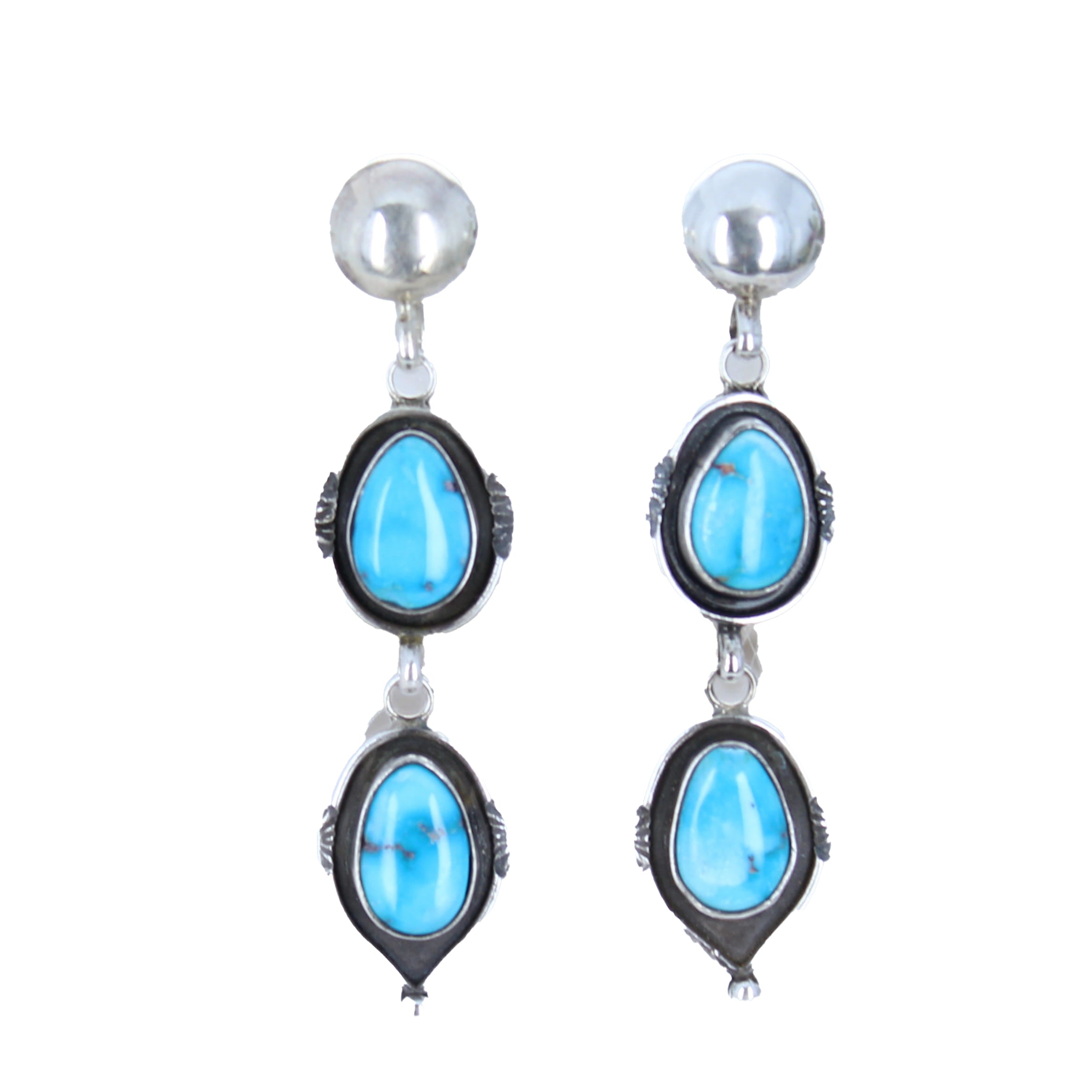 Sonoran Rose Turquoise Earrings 2 Stone Domed Post