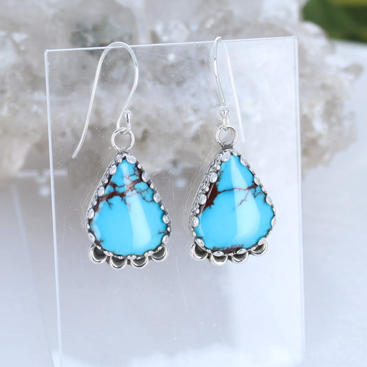 Unique EGYPTIAN TURQUOISE Sterling Moon Earrings
