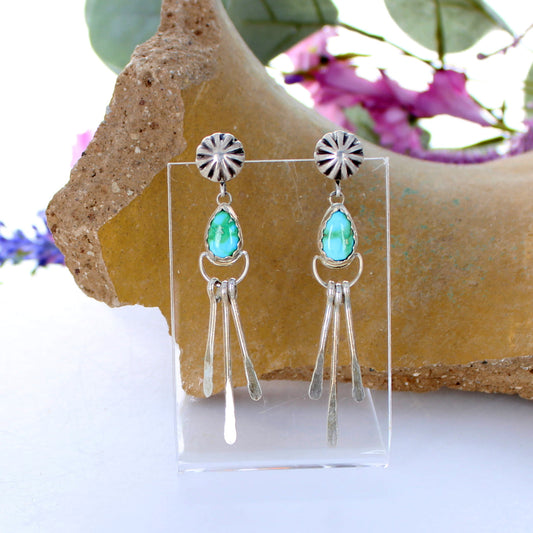AAA Sonoran Mountain Turquoise Moon Earrings Dangles Southwest