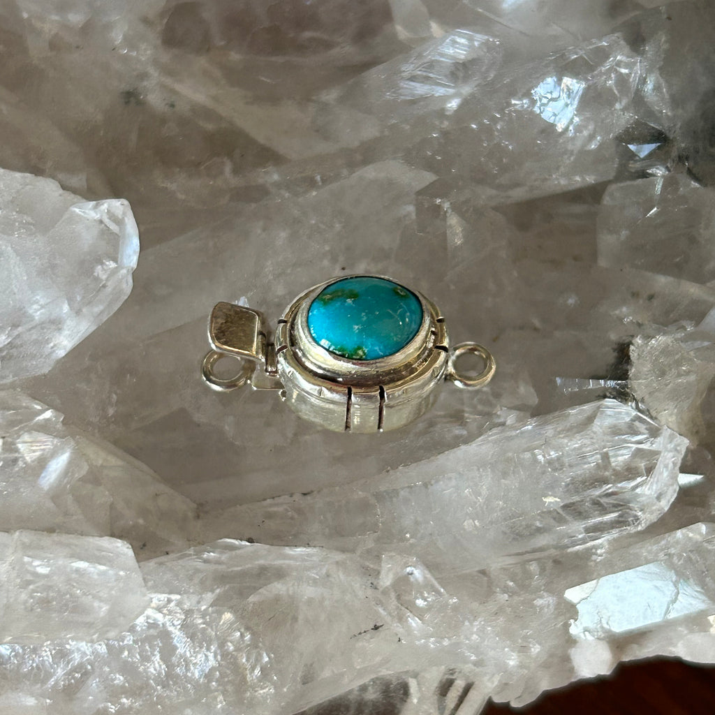 AAA Blue Green Sonoran Mountain Turquoise Clasp Sterling 6.8x8.5mm
