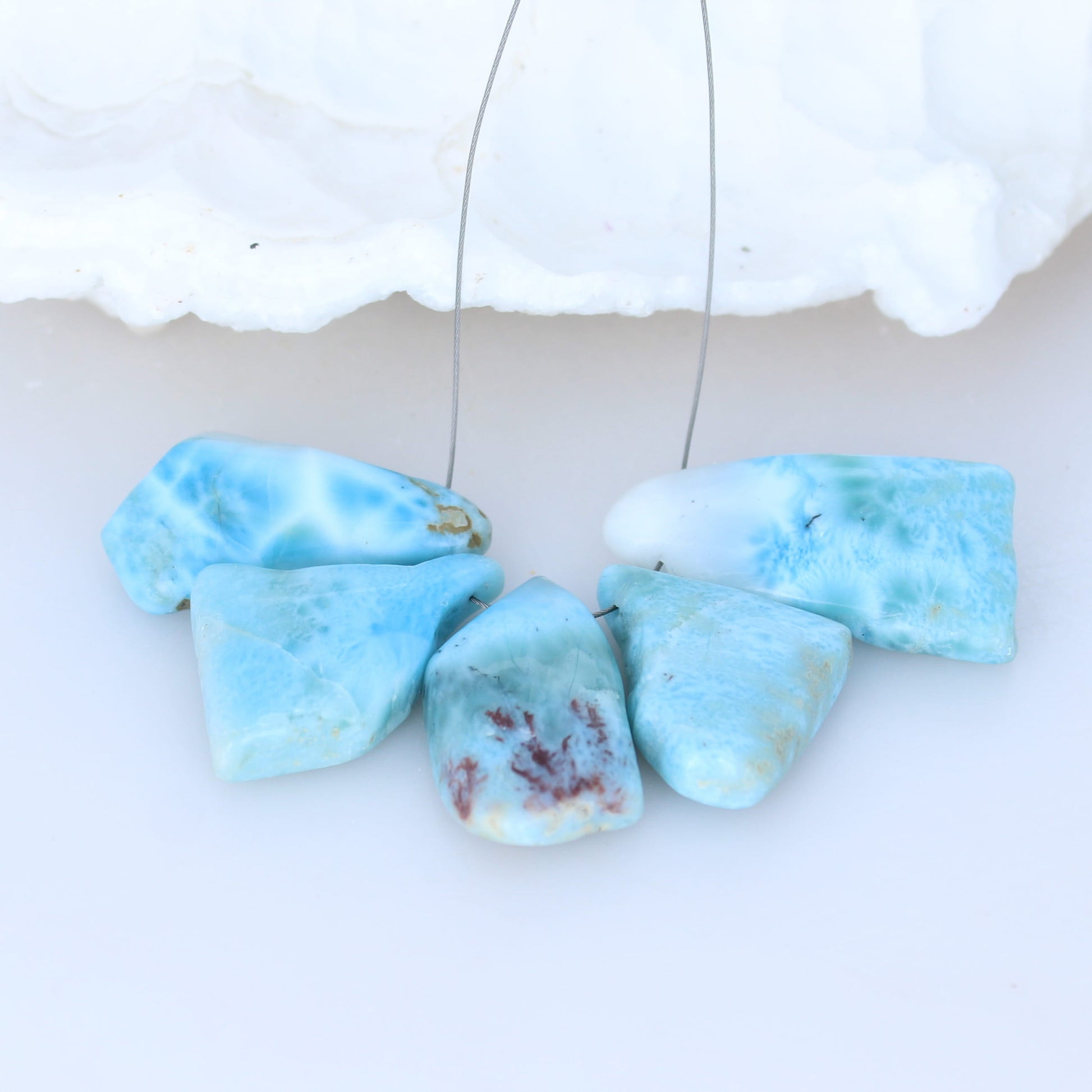 Larimar Free Form Pendants Set of 5 -NewWorldGems