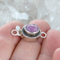 Genuine Faceted Ruby Clasp Sterling Classic Design 7x9mm