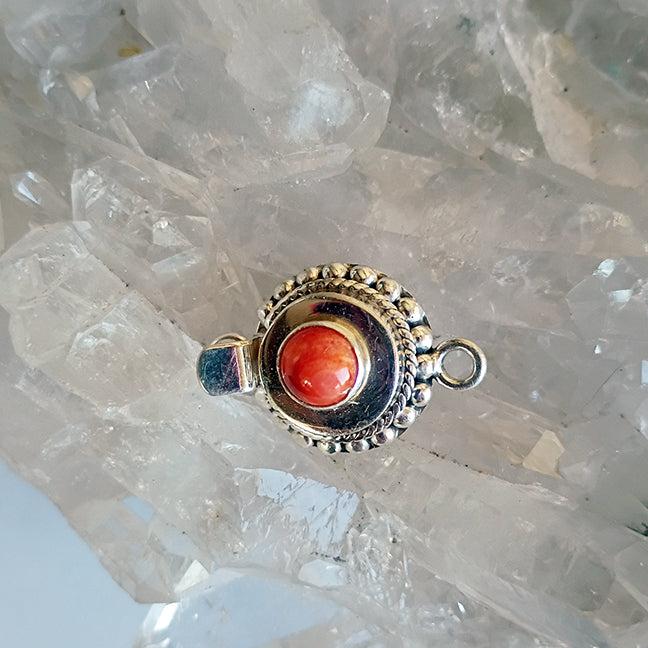 Orange Spiny Oyster Clasp Sterling Round 6mm NewWorldGems