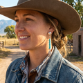 Blue Lone Mountain Nevada Turquoise Earrings Sterling Silver Feather Southwest