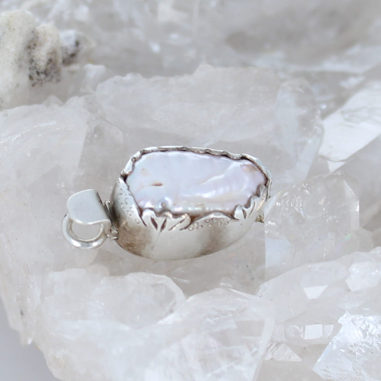 Cream Biwa Pearl Sterling Silver Clasp Design