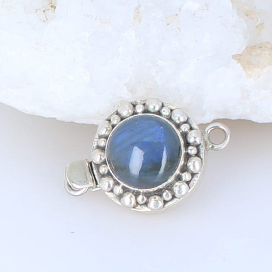 AAA Beautiful Labradorite Round Clasp 12mm Sterling Silver -NewWorldGems