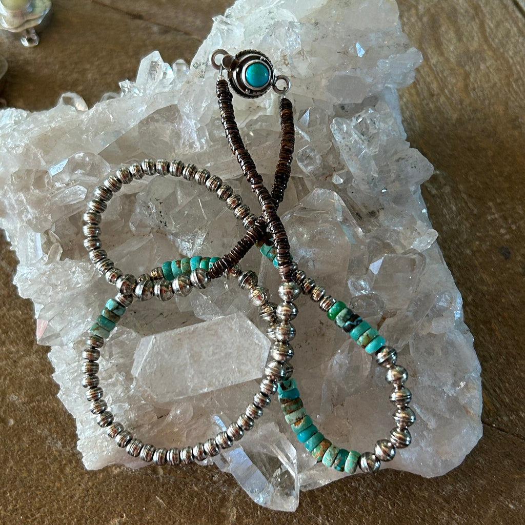 Carico Lake Turquoise Sterling Silver Navajo Pearl Necklace Southwest