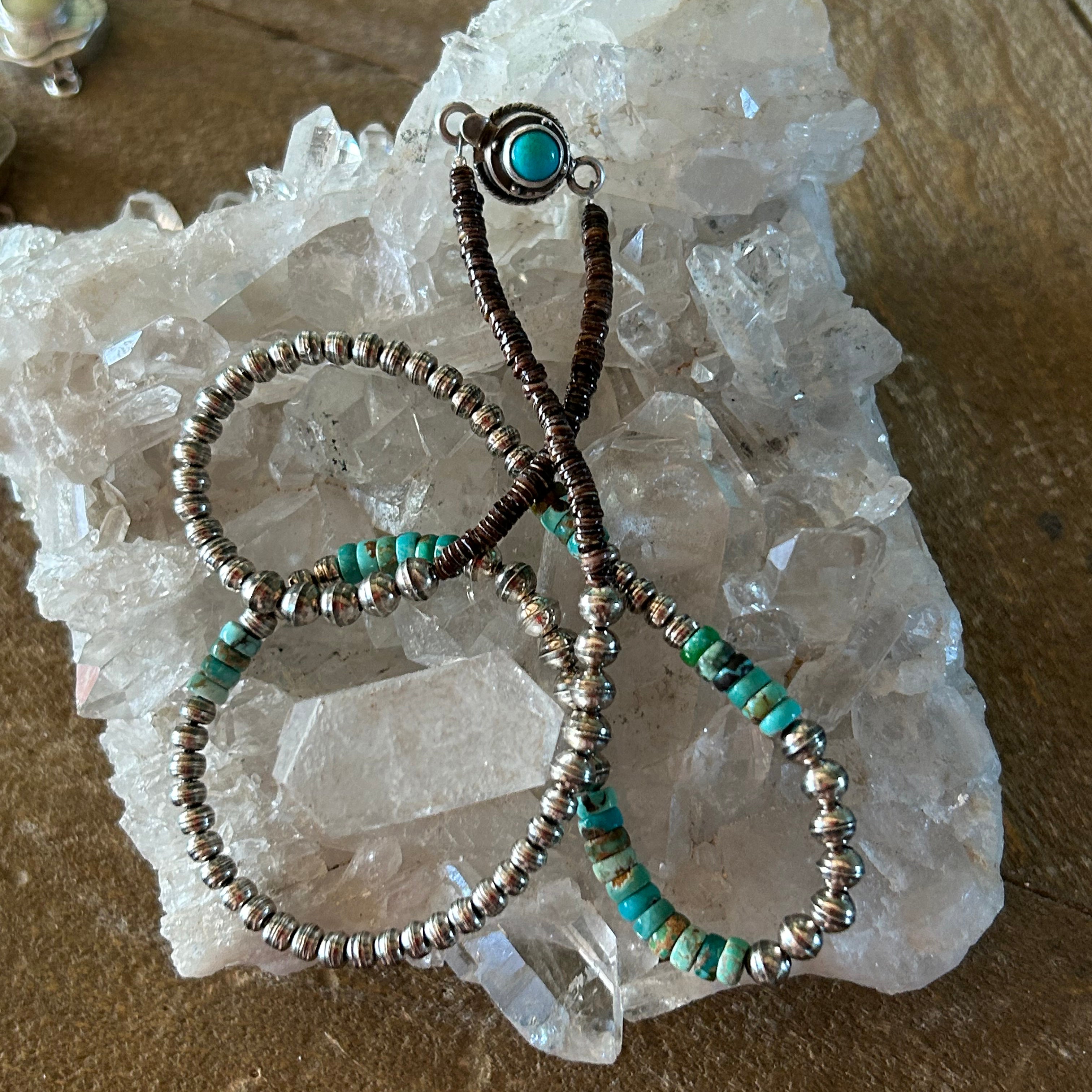 Carico Lake Turquoise Sterling Silver Navajo Pearl Necklace Southwest