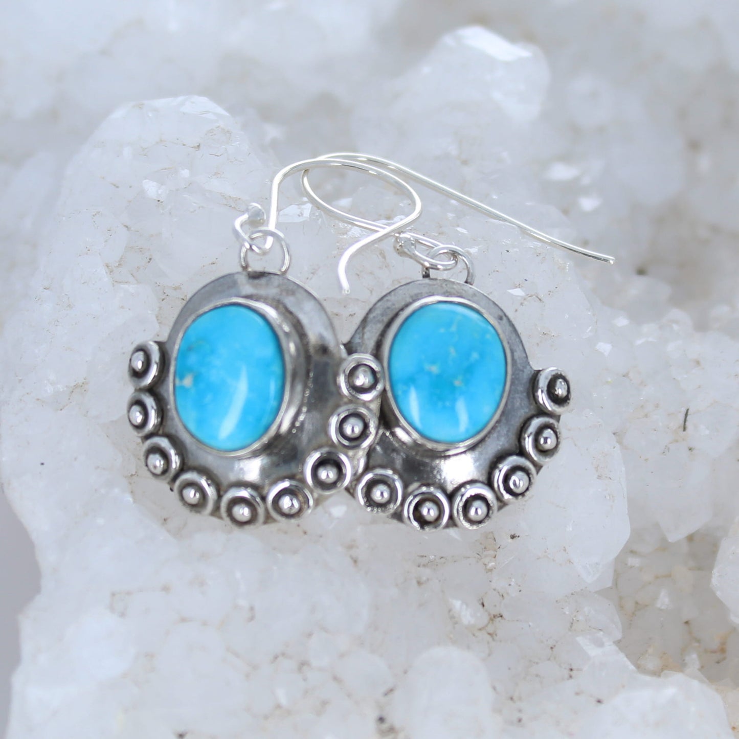 Blue Bird Turquoise Earrings Drops Boho Chic Sterling silver