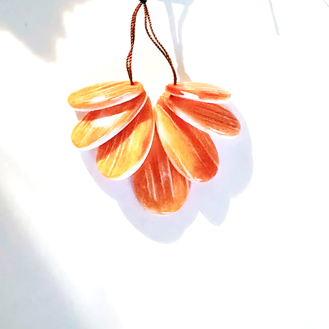 Orange Spiny Oyster Teardrops Components Set of 7 for Earrings or Pendant
