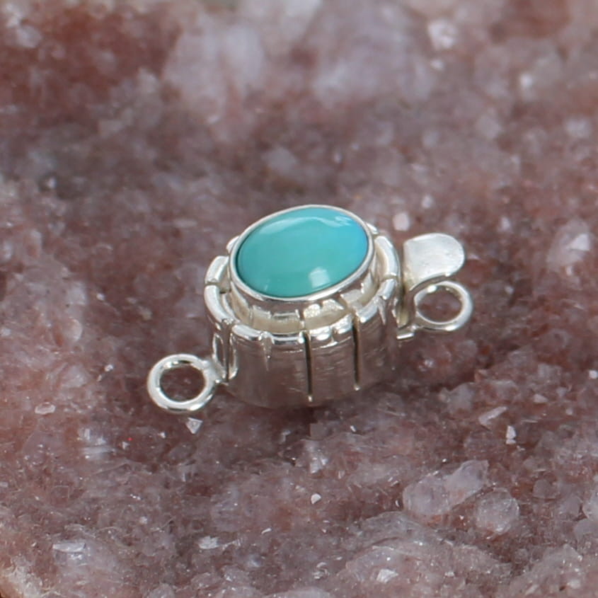 Sleeping Beauty Turquoise Clasp Oval 10X8mm Southwestern Design -NewWorldGems