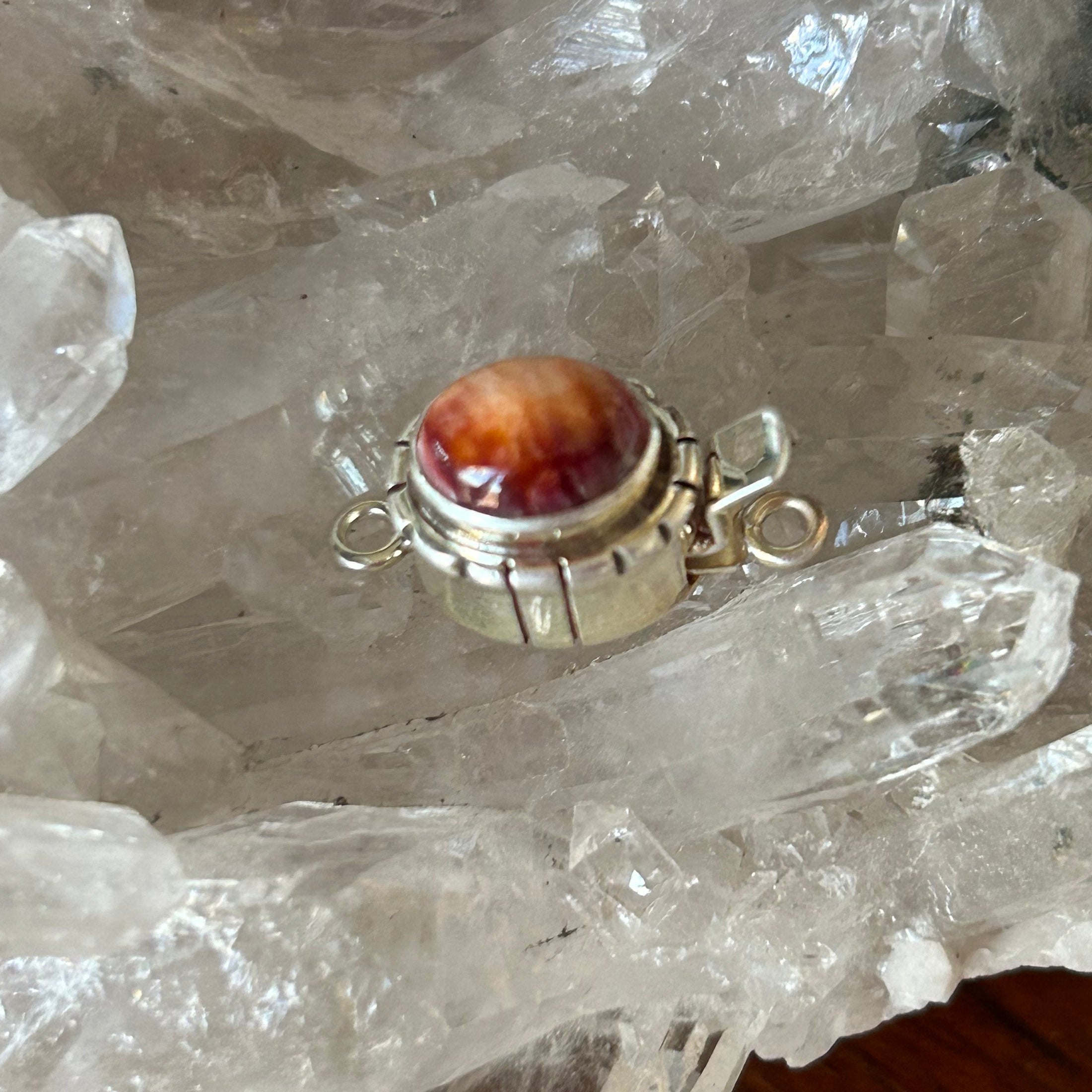 Deep Sunset Orange SPINY OYSTER Clasp Sterling 8x10mm Southwest