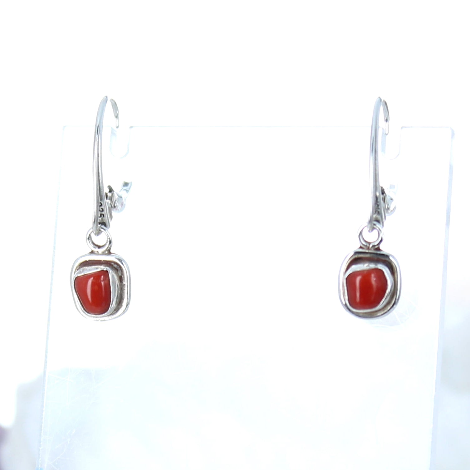 Coral Free Form Mod Earrings Sterling Silver Leverback -NewWorldGems