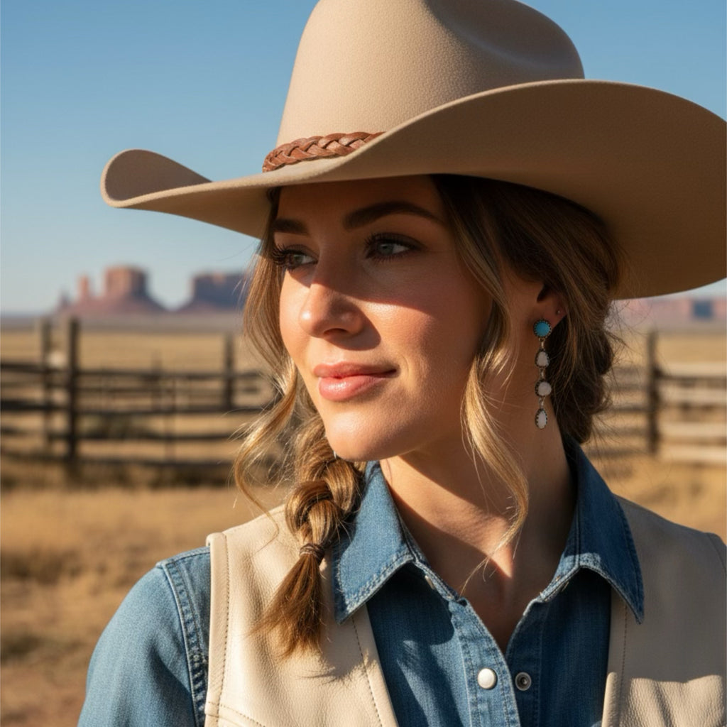 AAA Nevada LONE MOUNTAIN White Buffalo TURQUOISE Earrings 4 Stone Sterling