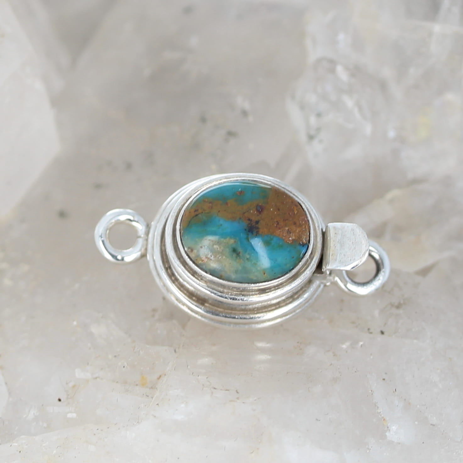 Peruvian Opal Clasp Sterling Classic Design Oval Shape 9x11mm