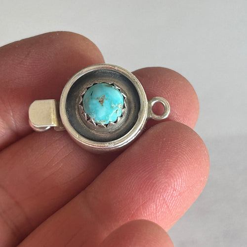 AAA DRY CREEK Turquoise Clasp Sky Blue Serrated Design Southwest 8.5mm