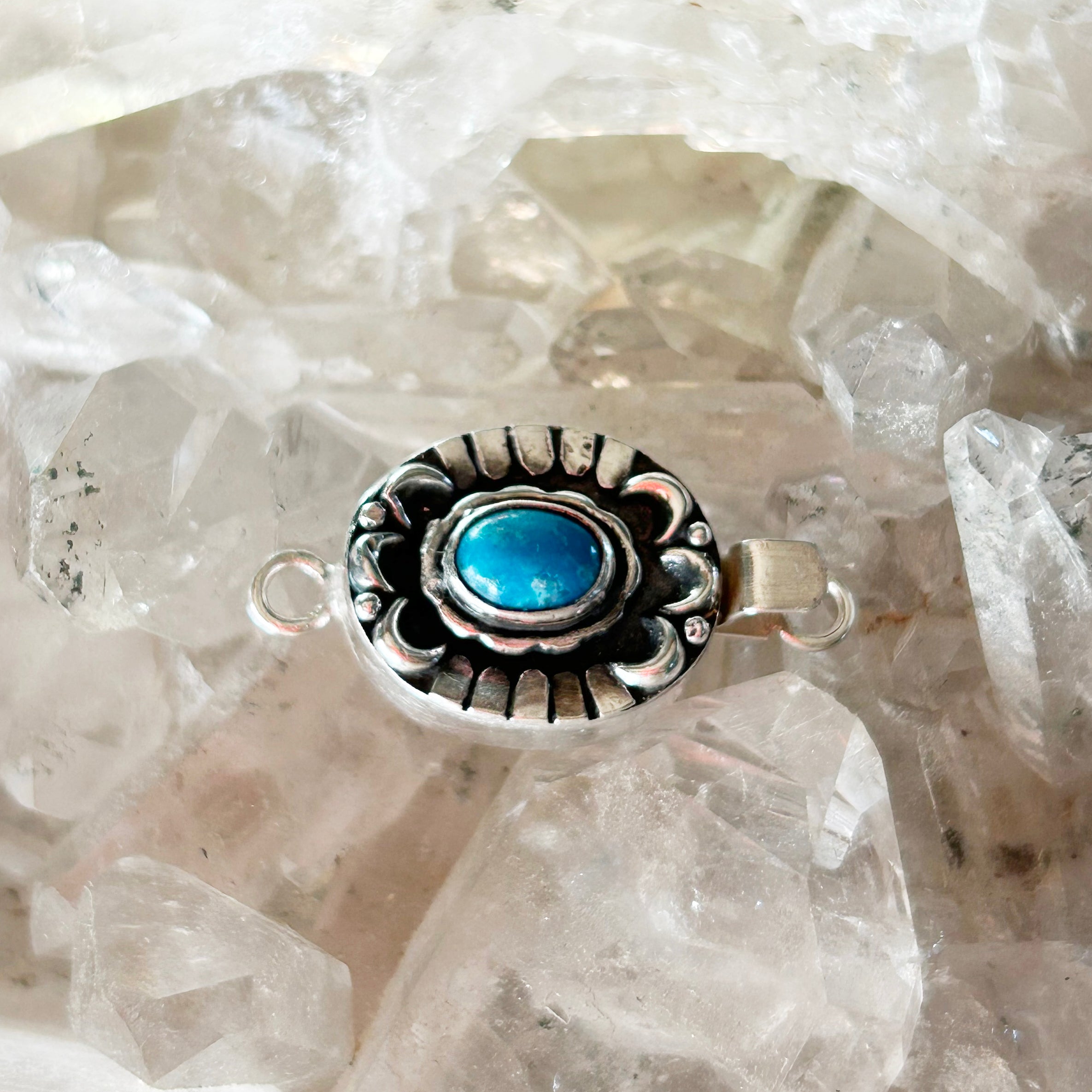 AAA Kingman Ithaca Turquoise Sterling Clasp Moon Design 7x9mm