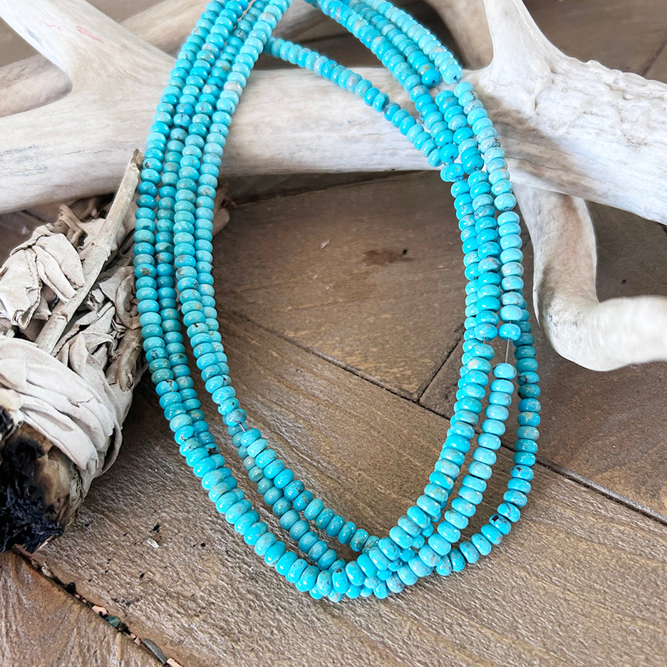 AAA Blue Kingman Turquoise Beads 5mm rondelles 16"