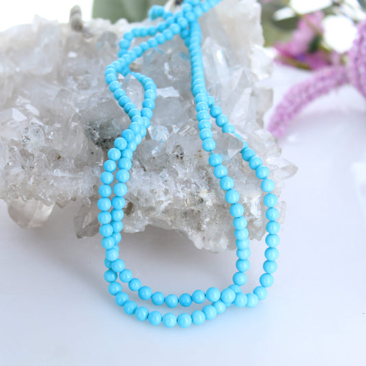 5 STAR SLEEPING Beauty Turquoise Beads Round Graduated 4-4.6mm 16"