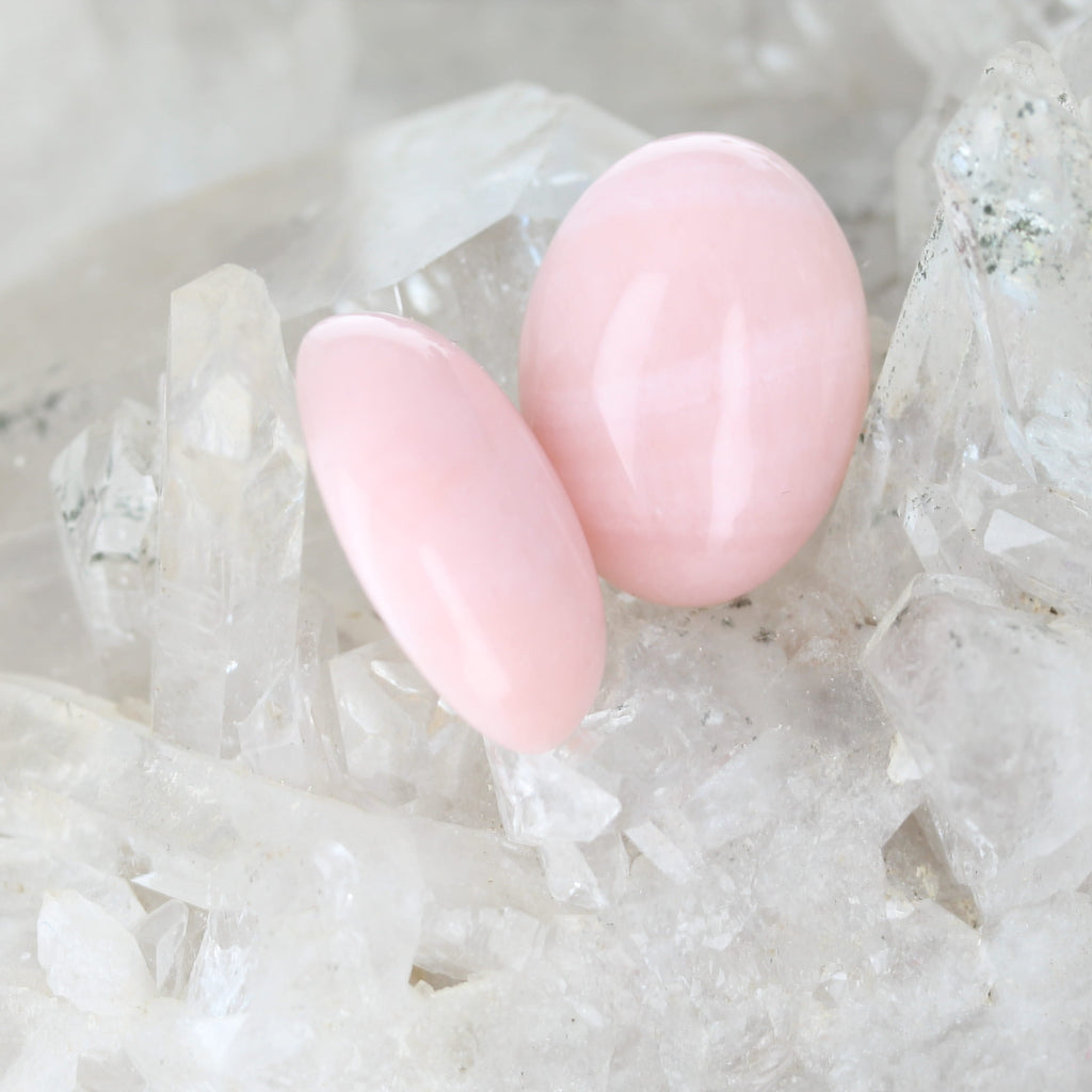 ROSE PERUVIAN OPAL Cabochon Large 20x15mm Pair