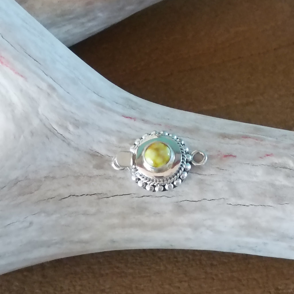 Lemon Lime PALOMA VARISCITE Sterling Silver Clasp 6mm Round