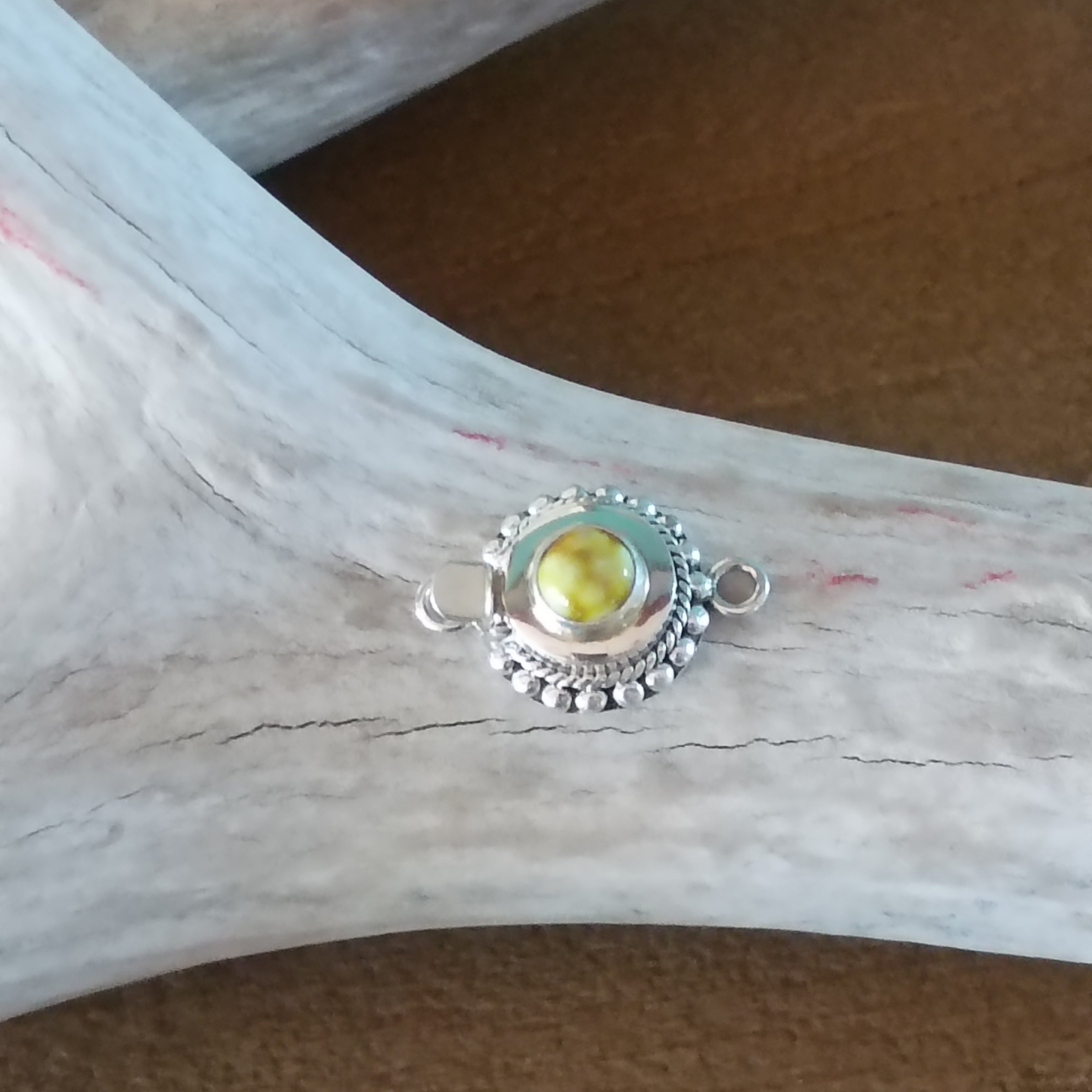 Lemon Lime PALOMA VARISCITE Sterling Silver Clasp 6mm Round