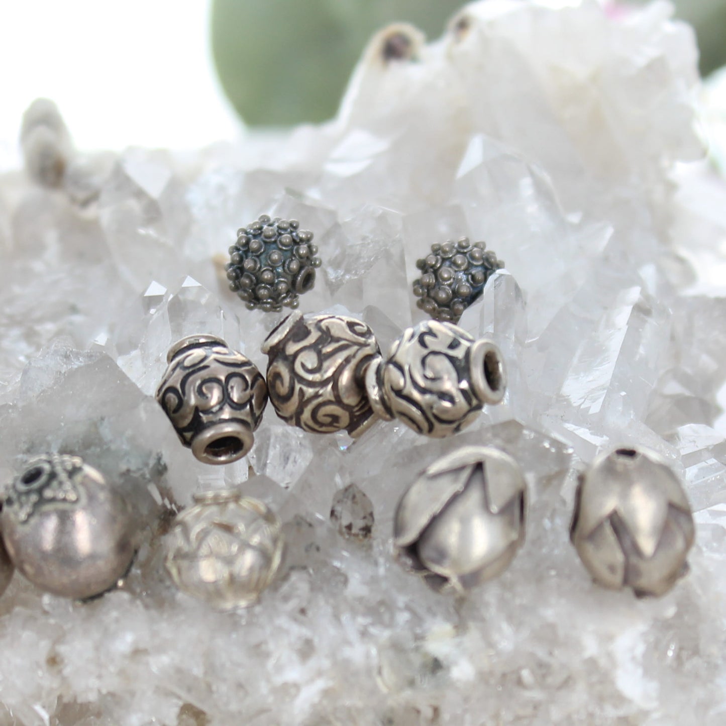 STERLING SILVER Mixed Shape Beads 10-14mm Beads Set of 10