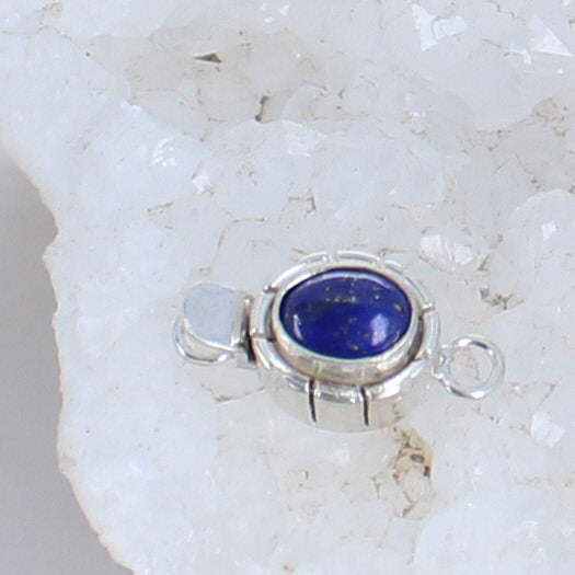 Lapis Turquoise Clasp Sterling Southwestern Style 6x8mm -NewWorldGems