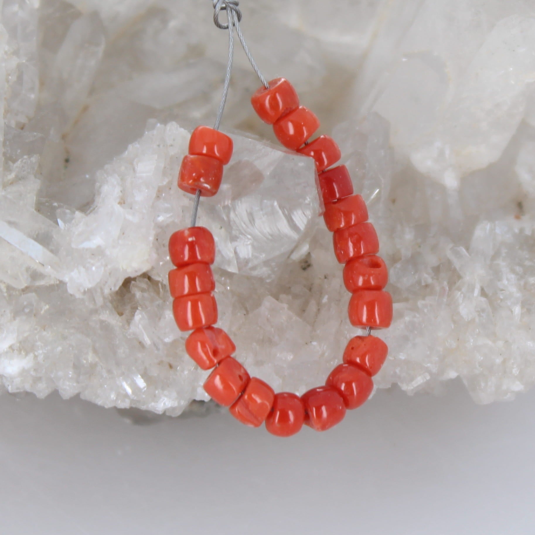 AAA Light Red Italian Coral Beads Pueblo Shaped 4mm 20 Beads