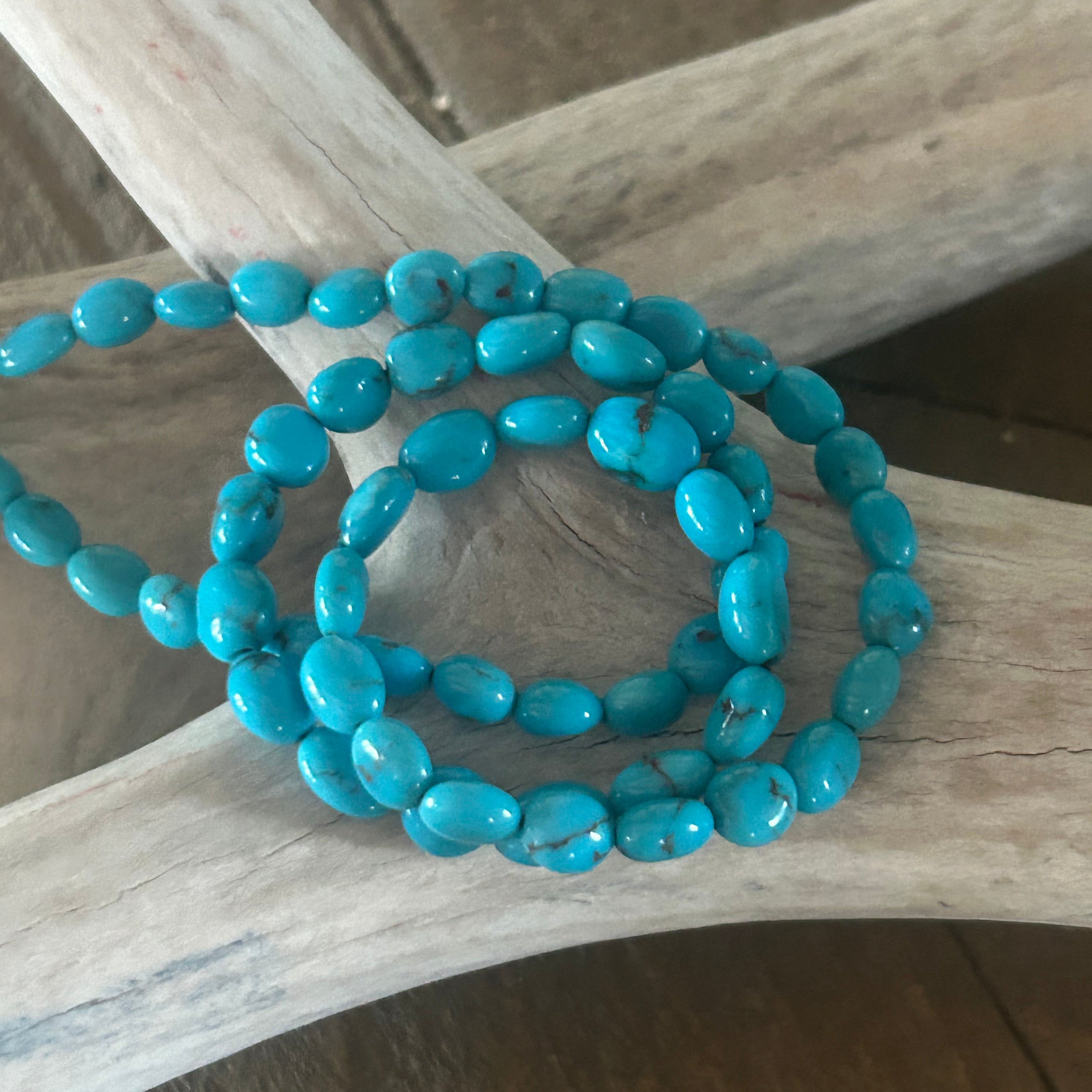 AAA Egyptian Prince Mine Turquoise Beads Strand 5x7 to 8x6.5mm Ovals 16"