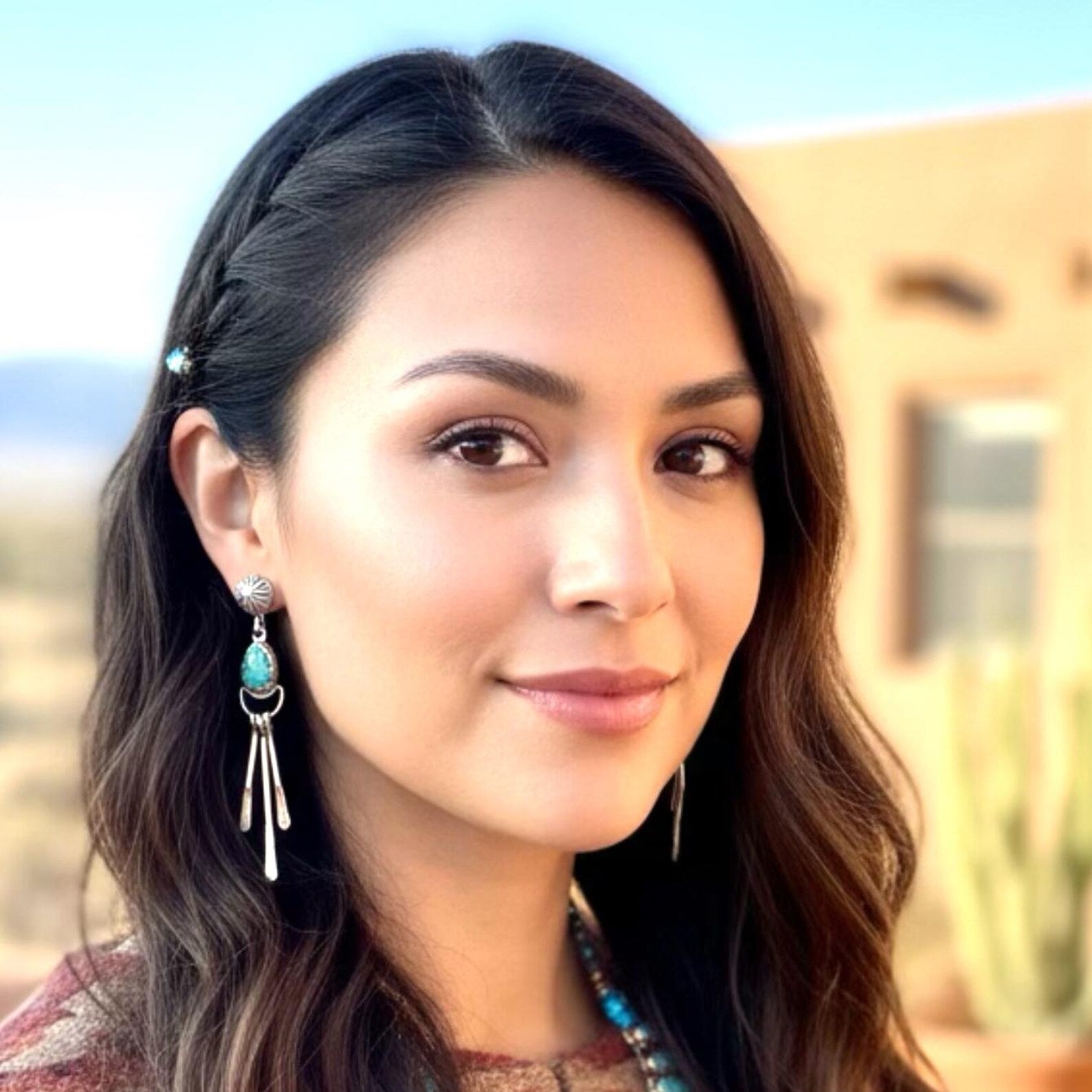 AAA Sonoran Mountain Turquoise Moon Earrings Dangles Southwest