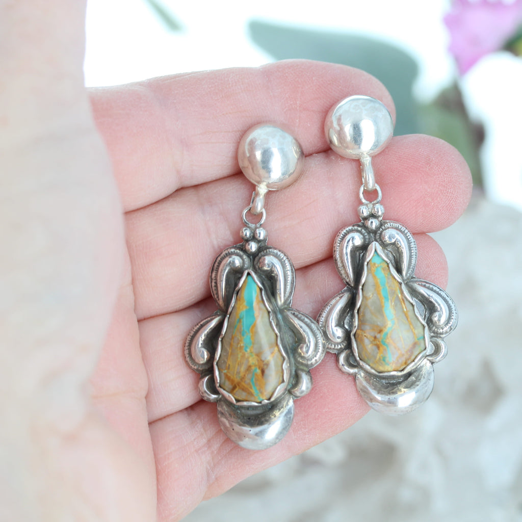 Many Moons Royston Turquoise Earrings Sterling Silver