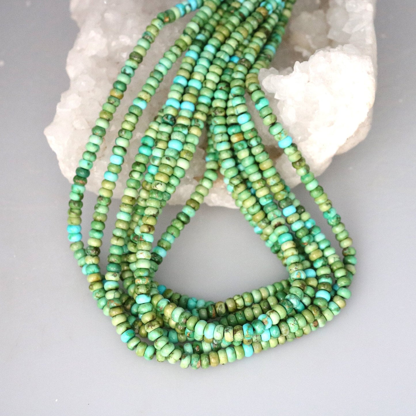 SONORAN GOLD Turquoise Beads Light Lime Green Blue 3mm Rondelles 16"