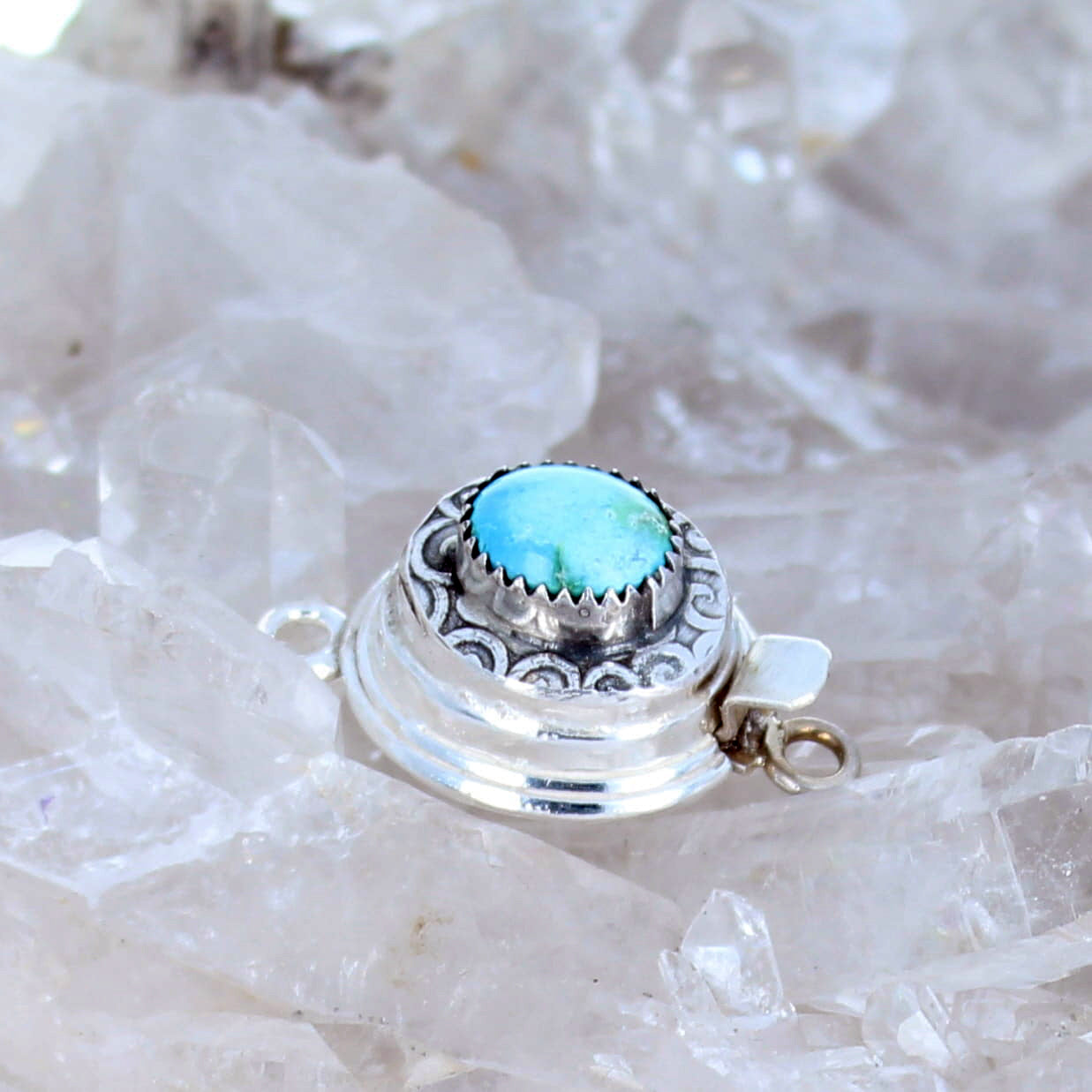 Pale Sky Blue Sonoran Mountain Turquoise Clasp Sterling Southwestern