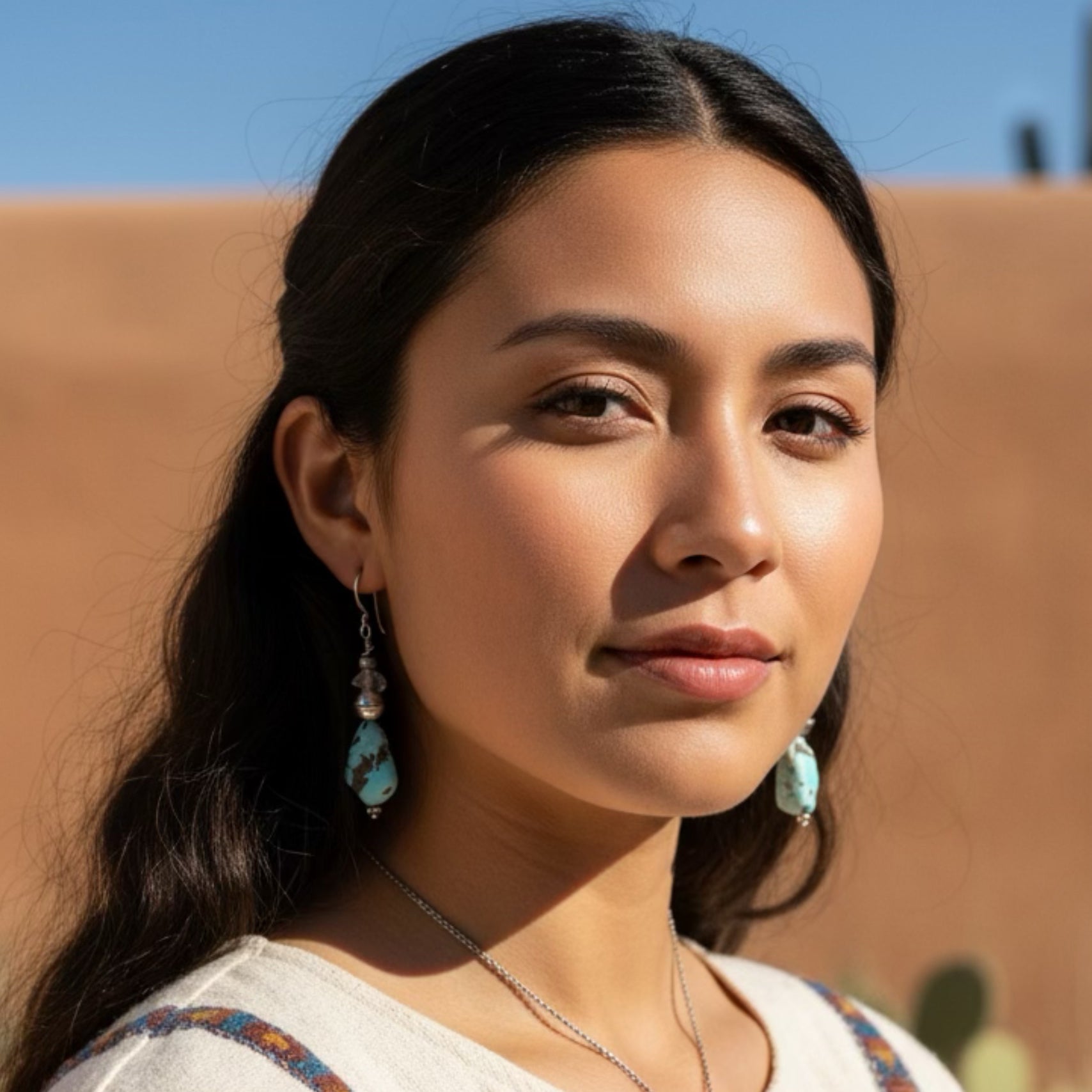 Lone Mountain TURQUOISE and Herkimer Diamond Earrings Sterling Southwest