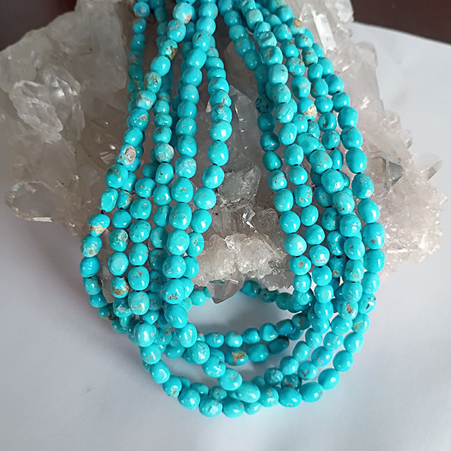AAA BLUE Sierra Bella Turquoise Beads 5-5.5mm Semi Round 16"