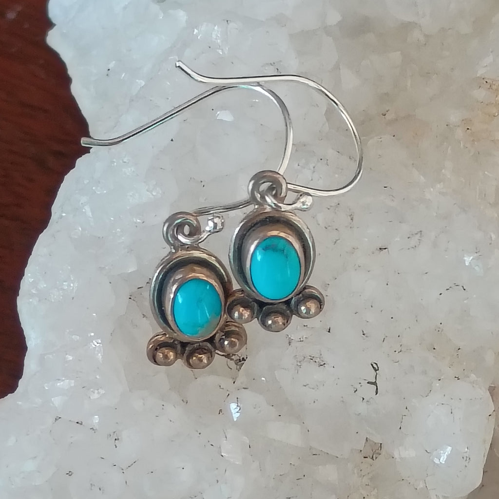 LONE MOUNTAIN TURQUOISE Earrings Southwestern Boho Sterling French Ear Wire