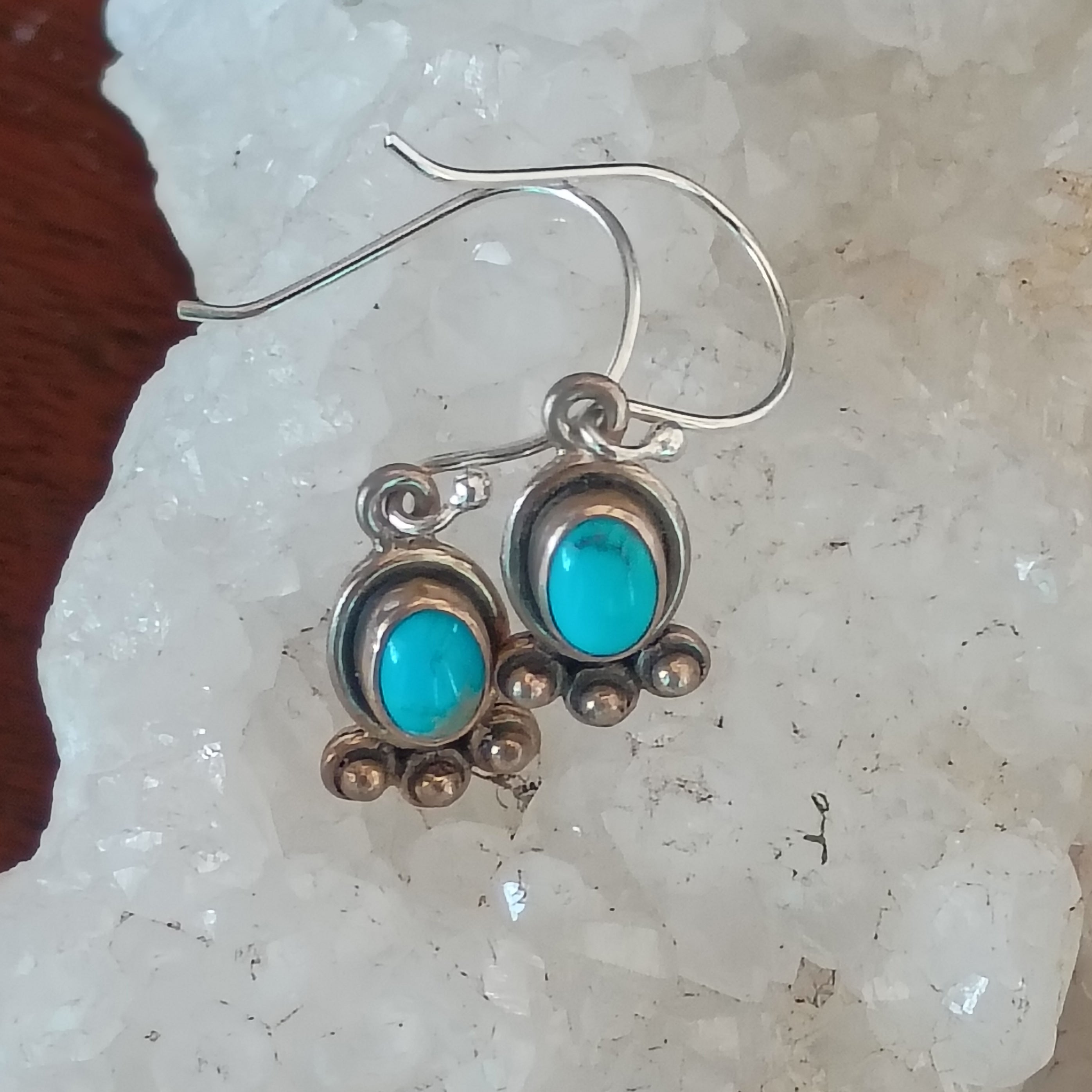 LONE MOUNTAIN TURQUOISE Earrings Southwestern Boho Sterling French Ear Wire