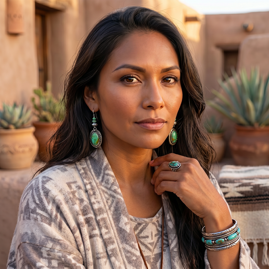 AAA Sonoran Gold Turquoise Earrings 3 Stone Boho Southwest Style