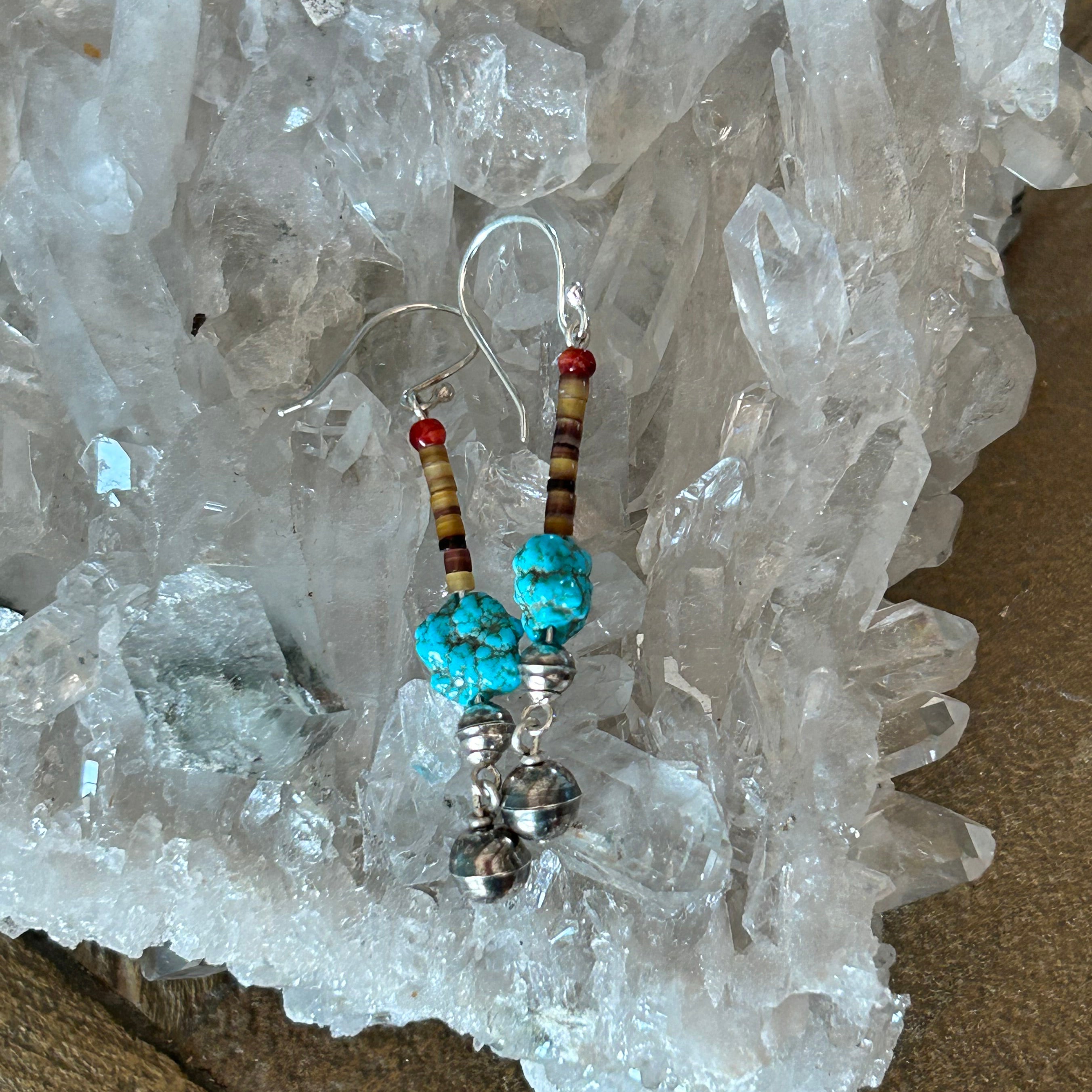 AAA SONORAN TURQUOISE and Shell Spiny Oyster Earrings Southwest Boho