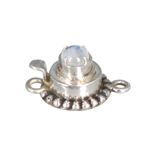 Rainbow Moonstone Clasp Sterling Round 6mm Classic Style