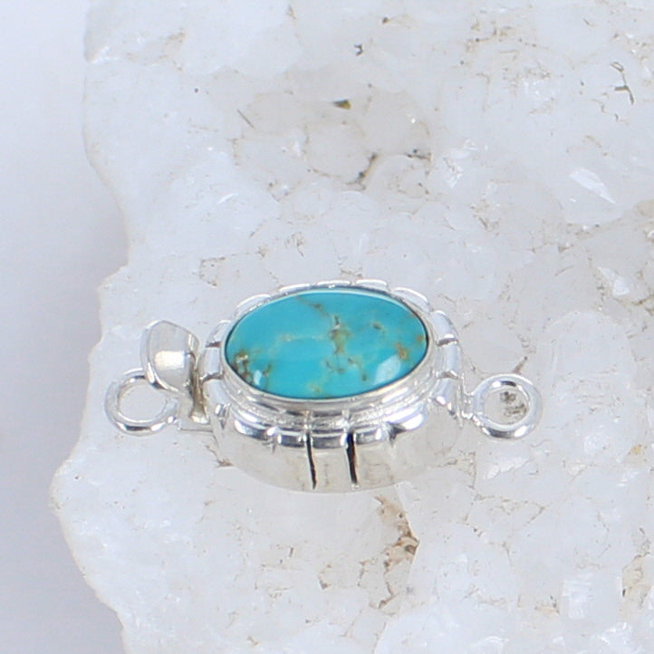 Tyrone Turquoise Sterling 13x8mm Oval Southwestern Style -NewWorldGems